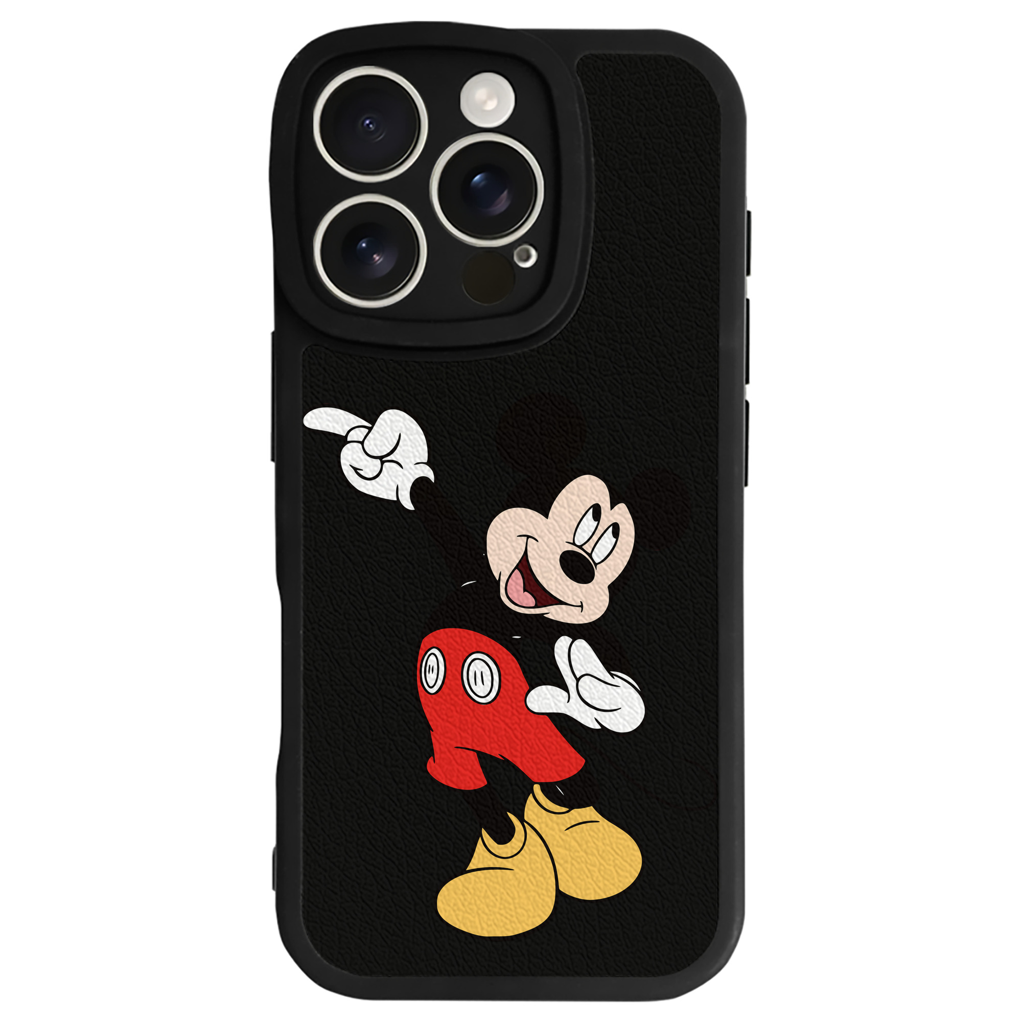 （画像用） ミッキーマウス Mickey Mouse 【iPhone 16シリーズ対応】シリコンスマホケース（レザー調） 材質：シリコン